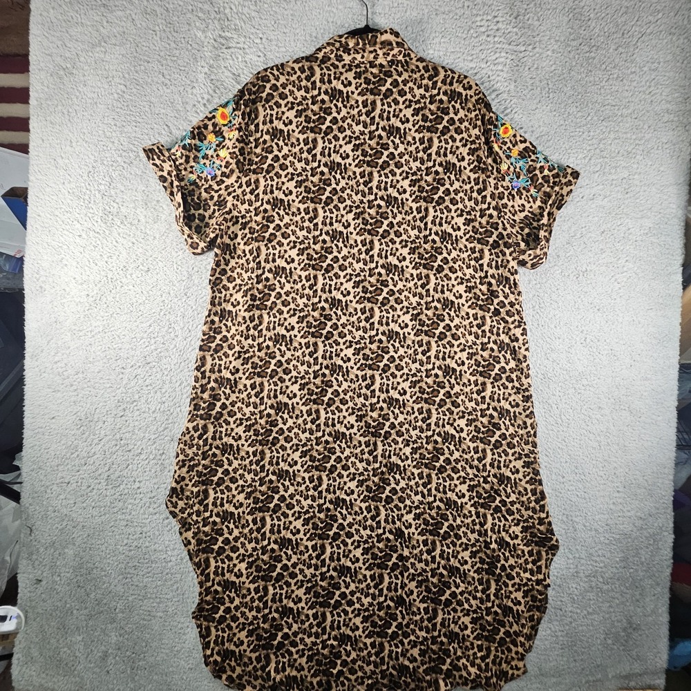 Grace & Emma High Low Tunic Top Womens‎ 2XL Cheetah Embroidere Blouse Swim Cover - Picture 9 of 14